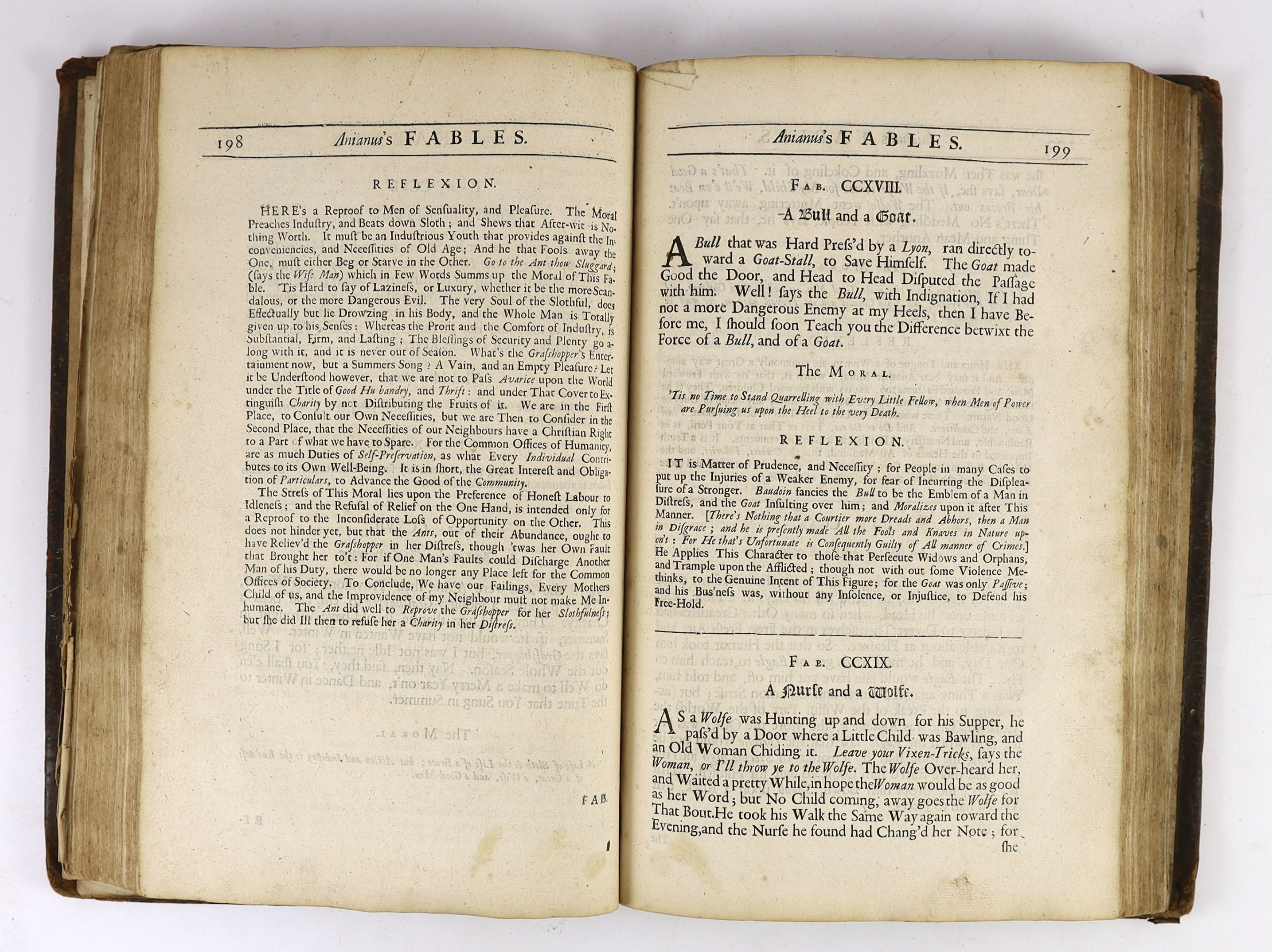 Aesop, Fables - Fables of Aesop and Other Eminent Mythologists, 2nd edition, translated by Roger L’Estrange, folio, original panelled calf, with frontis portrait after Godfrey Kneller, R. Sare et al, London, 1694